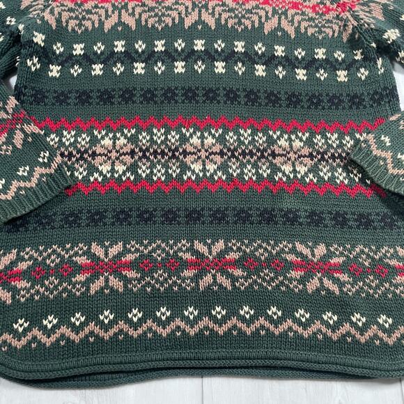 Vintage Eddie Bauer Sweater Women Large Red Nordic Fair Isle Roll Neck Holiday - Picture 3 of 15